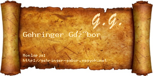 Gehringer Gábor névjegykártya